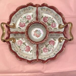 VINTAGE THUN 1794 KARLOVSKY PORCELAIN CZECH REPUBLICS APPETIZER PLATTER AND DISH